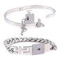 The Ultimate Connection Lock Set: Titanium Steel Love Lock Bracelet & Key Necklace for Couples/Best Friends