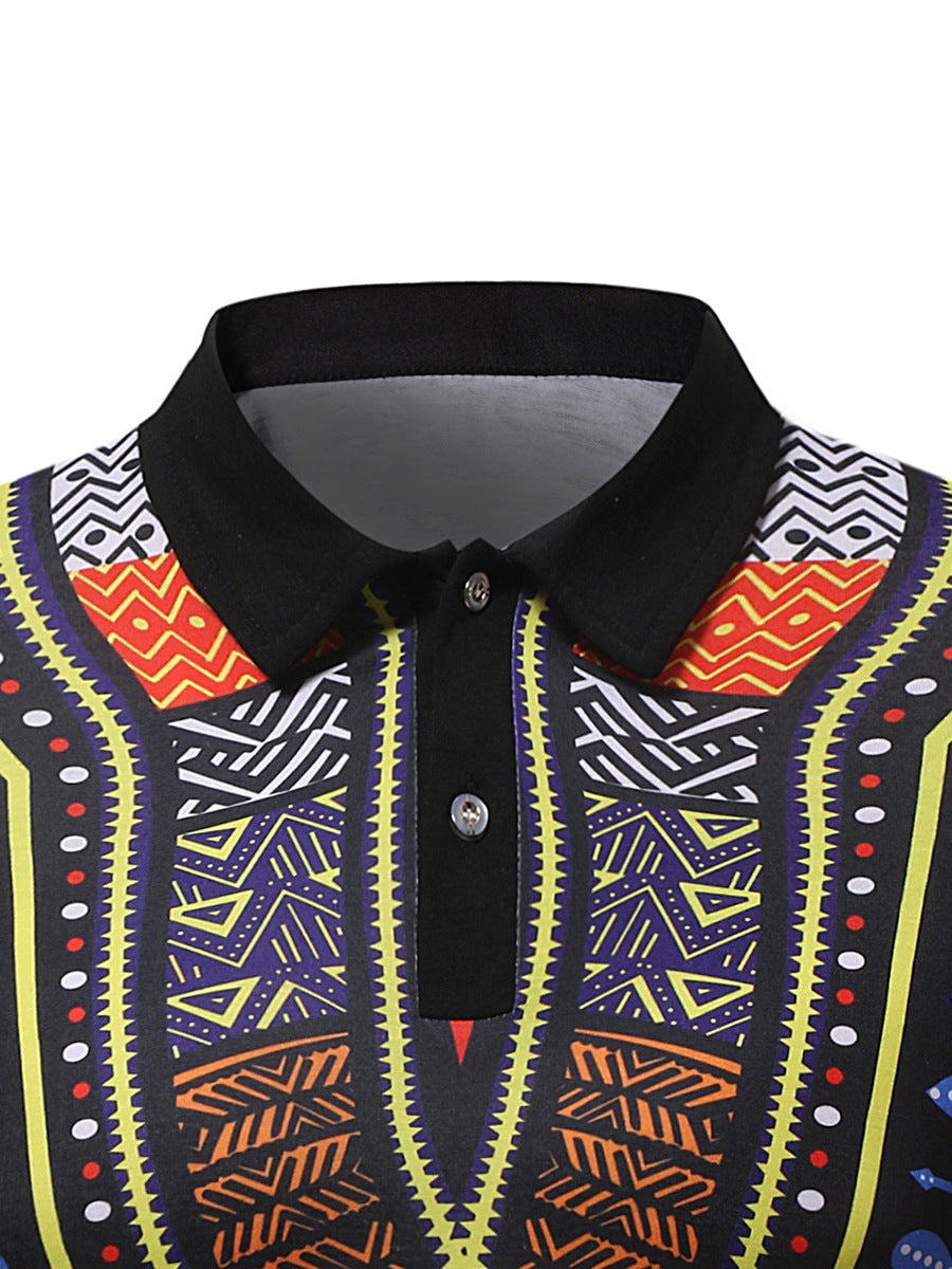 The Bold Confidence Fit Polo: Men's Muscle Fit Polo with Vibrant African Ethnic Style Detailing