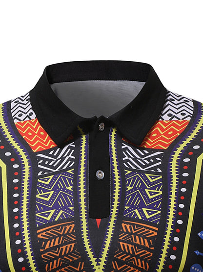 The Bold Confidence Fit Polo: Men's Muscle Fit Polo with Vibrant African Ethnic Style Detailing