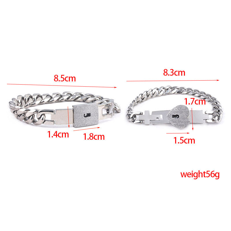 The Ultimate Connection Lock Set: Titanium Steel Love Lock Bracelet & Key Necklace for Couples/Best Friends