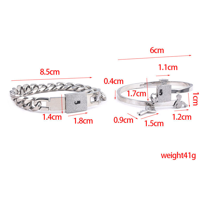 The Ultimate Connection Lock Set: Titanium Steel Love Lock Bracelet & Key Necklace for Couples/Best Friends