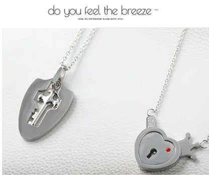 The Ultimate Connection Lock Set: Titanium Steel Love Lock Bracelet & Key Necklace for Couples/Best Friends