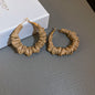 The Mocha Vibe Leather Hoop Earrings - Textured Statement Geometry Jewelry