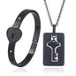 The Ultimate Connection Lock Set: Titanium Steel Love Lock Bracelet & Key Necklace for Couples/Best Friends