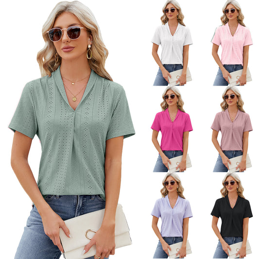 The Effortless V-Neck T-Shirt - Loose Fit Short Sleeve Summer Top